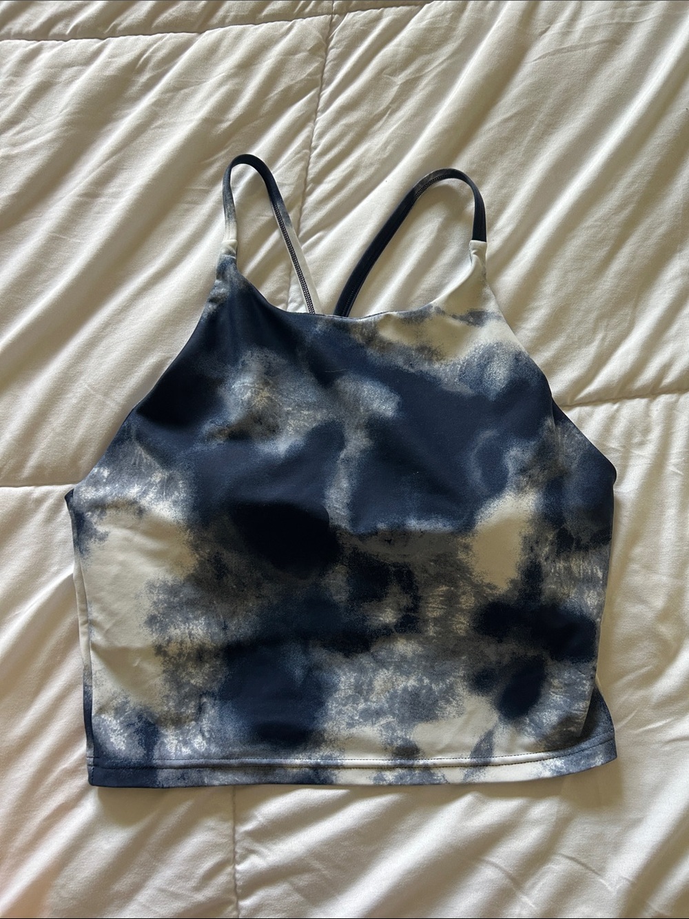 Old Navy Navy and Cream Tie-Dye Cropped Tank